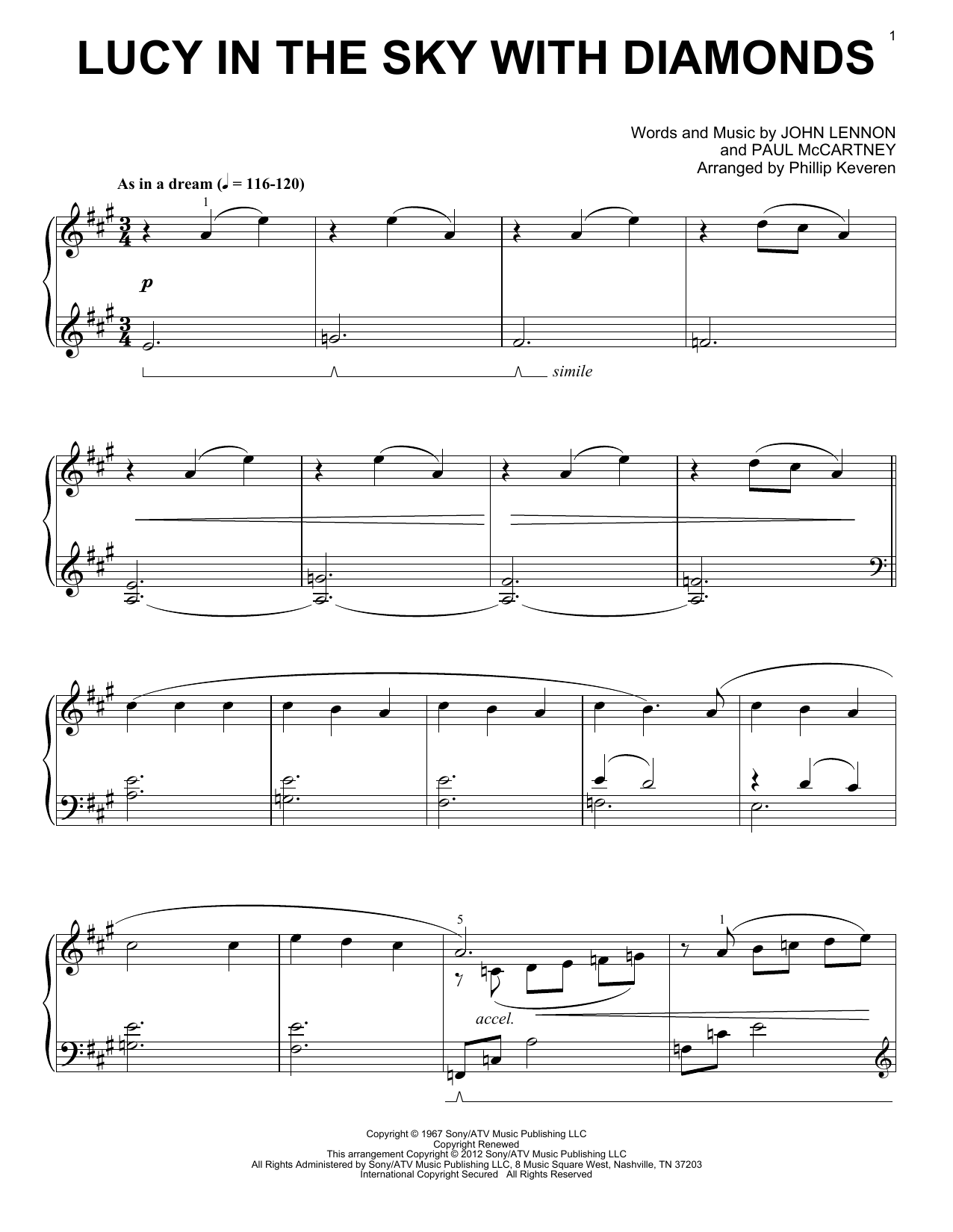 Download The Beatles Lucy In The Sky With Diamonds Sheet Music and learn how to play Piano PDF digital score in minutes