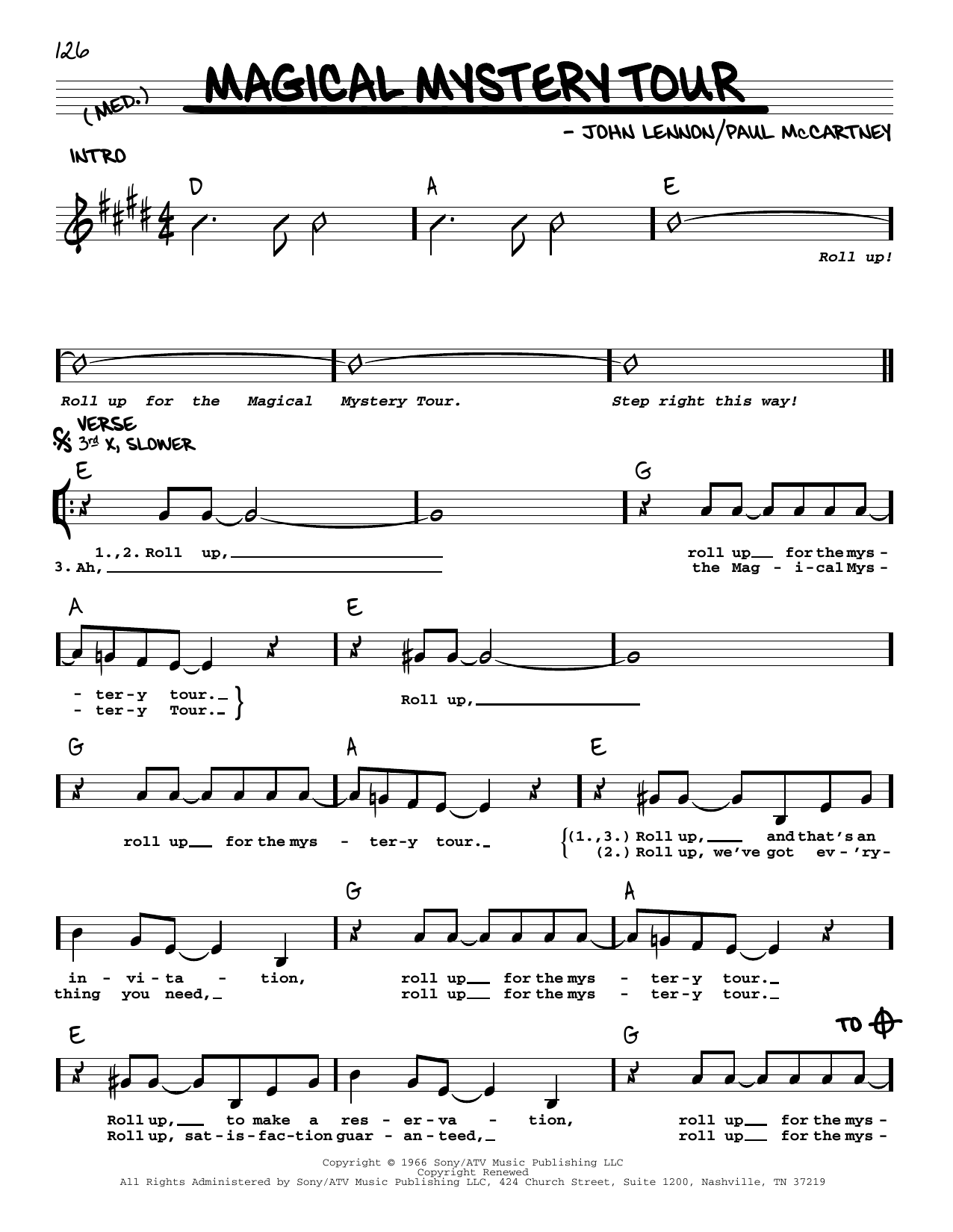 Download The Beatles Magical Mystery Tour [Jazz version] Sheet Music and learn how to play Real Book – Melody, Lyrics & Chords PDF digital score in minutes