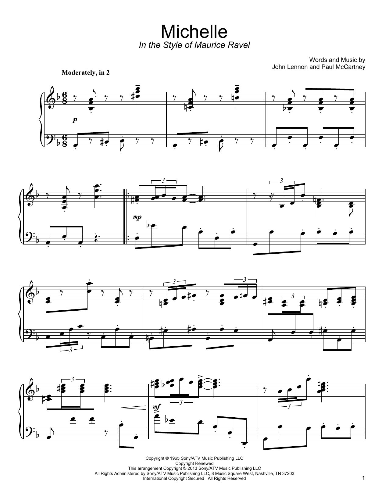 Download The Beatles Michelle Sheet Music and learn how to play Piano PDF digital score in minutes