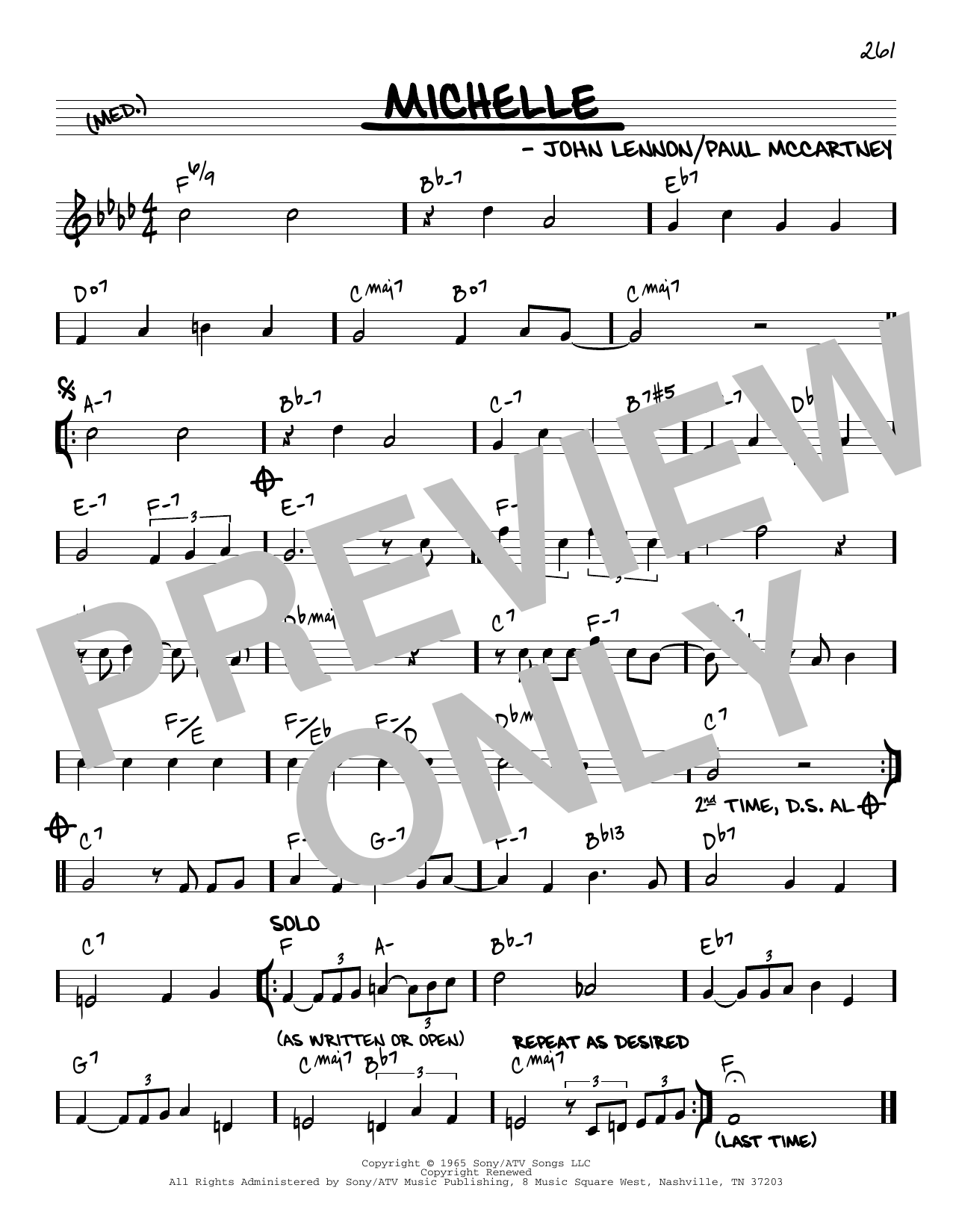 Download The Beatles Michelle [Reharmonized version] (arr. Jack Grassel) Sheet Music and learn how to play Real Book – Melody & Chords PDF digital score in minutes