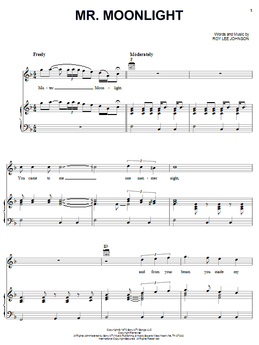 Download The Beatles Mr. Moonlight Sheet Music and learn how to play Lyrics & Chords PDF digital score in minutes