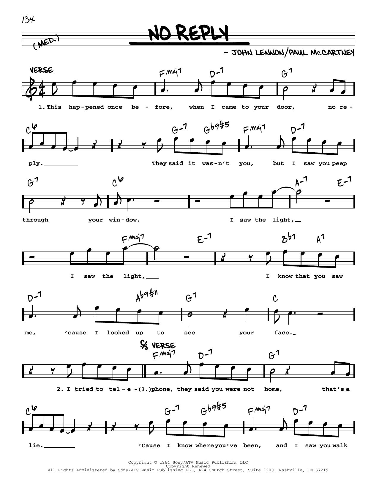 Download The Beatles No Reply [Jazz version] Sheet Music and learn how to play Real Book – Melody, Lyrics & Chords PDF digital score in minutes