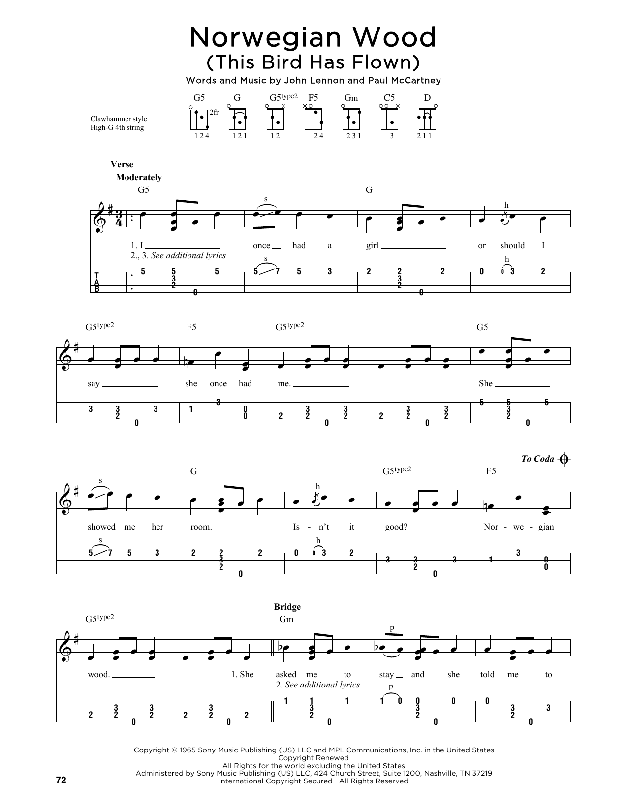 Download The Beatles Norwegian Wood (This Bird Has Flown) (arr. Jim Schustedt) Sheet Music and learn how to play Ukulele PDF digital score in minutes