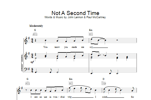 Download The Beatles Not A Second Time Sheet Music and learn how to play Easy Guitar PDF digital score in minutes