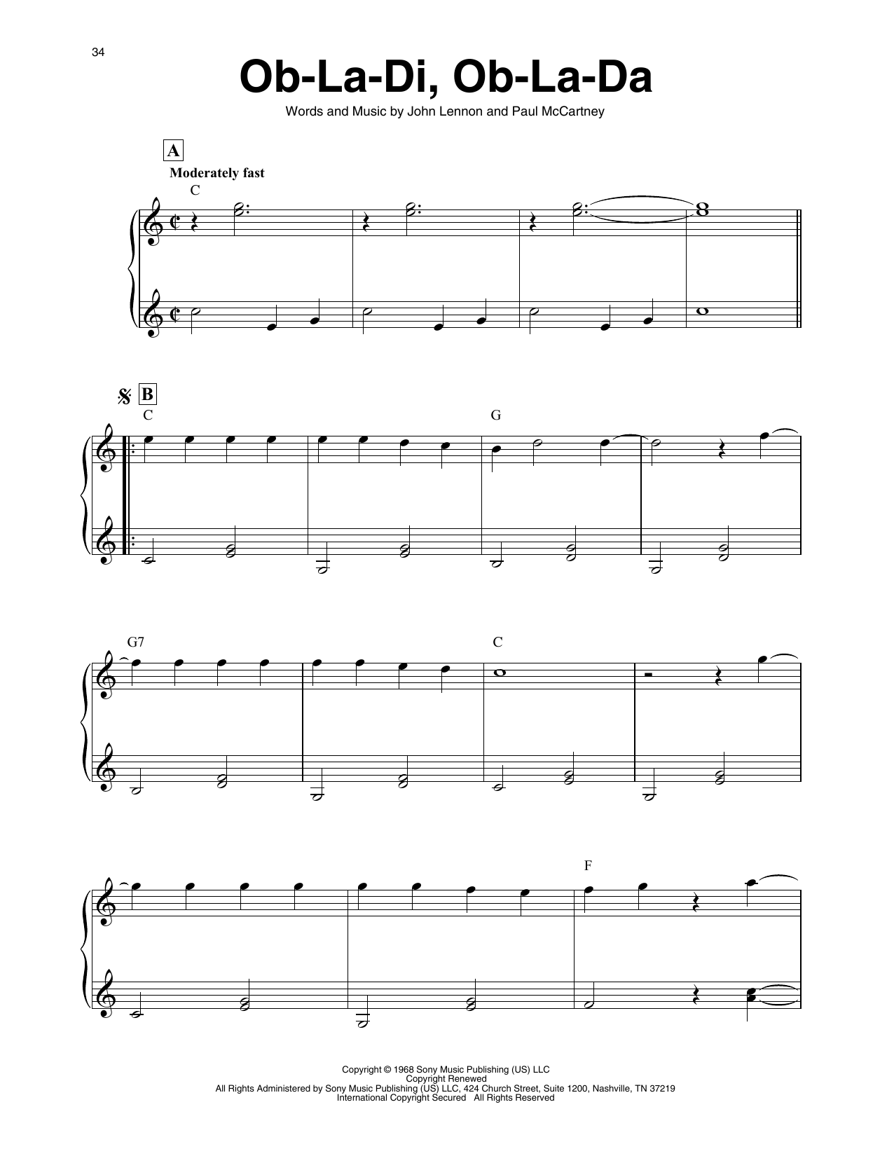 Download The Beatles Ob-La-Di, Ob-La-Da (arr. Maeve Gilchrist) Sheet Music and learn how to play Harp PDF digital score in minutes