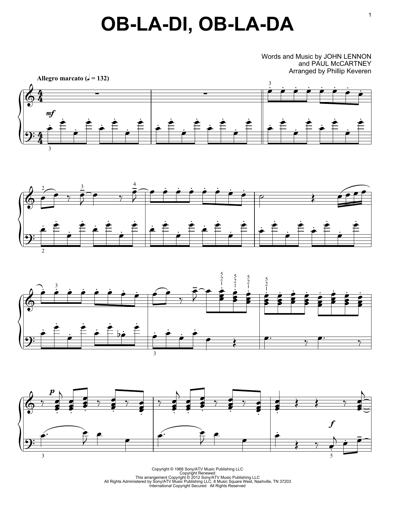Download The Beatles Ob-La-Di, Ob-La-Da Sheet Music and learn how to play Piano PDF digital score in minutes