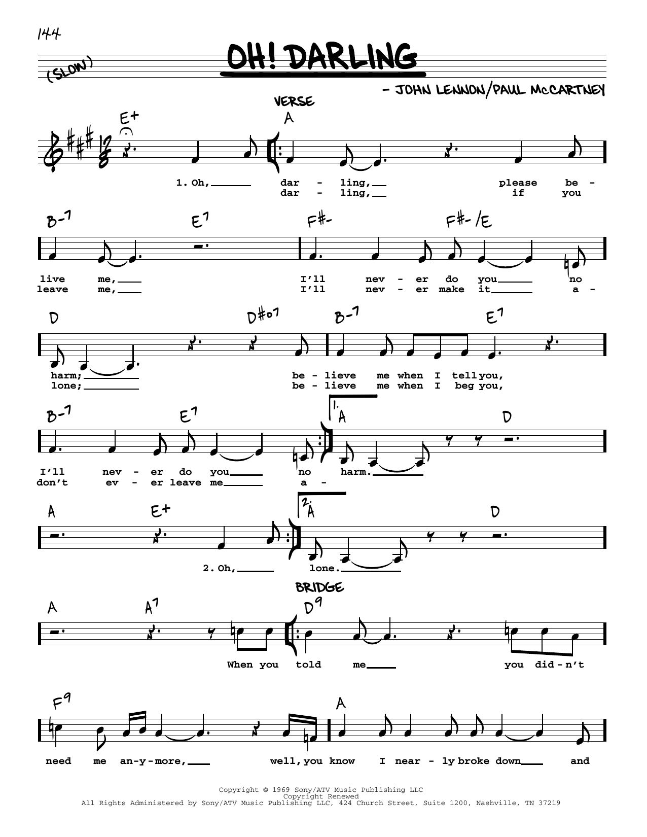 Download The Beatles Oh! Darling [Jazz version] Sheet Music and learn how to play Real Book – Melody, Lyrics & Chords PDF digital score in minutes