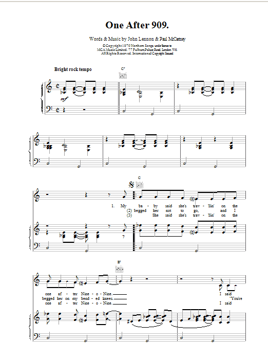 Download The Beatles One After 909 Sheet Music and learn how to play Guitar Tab PDF digital score in minutes