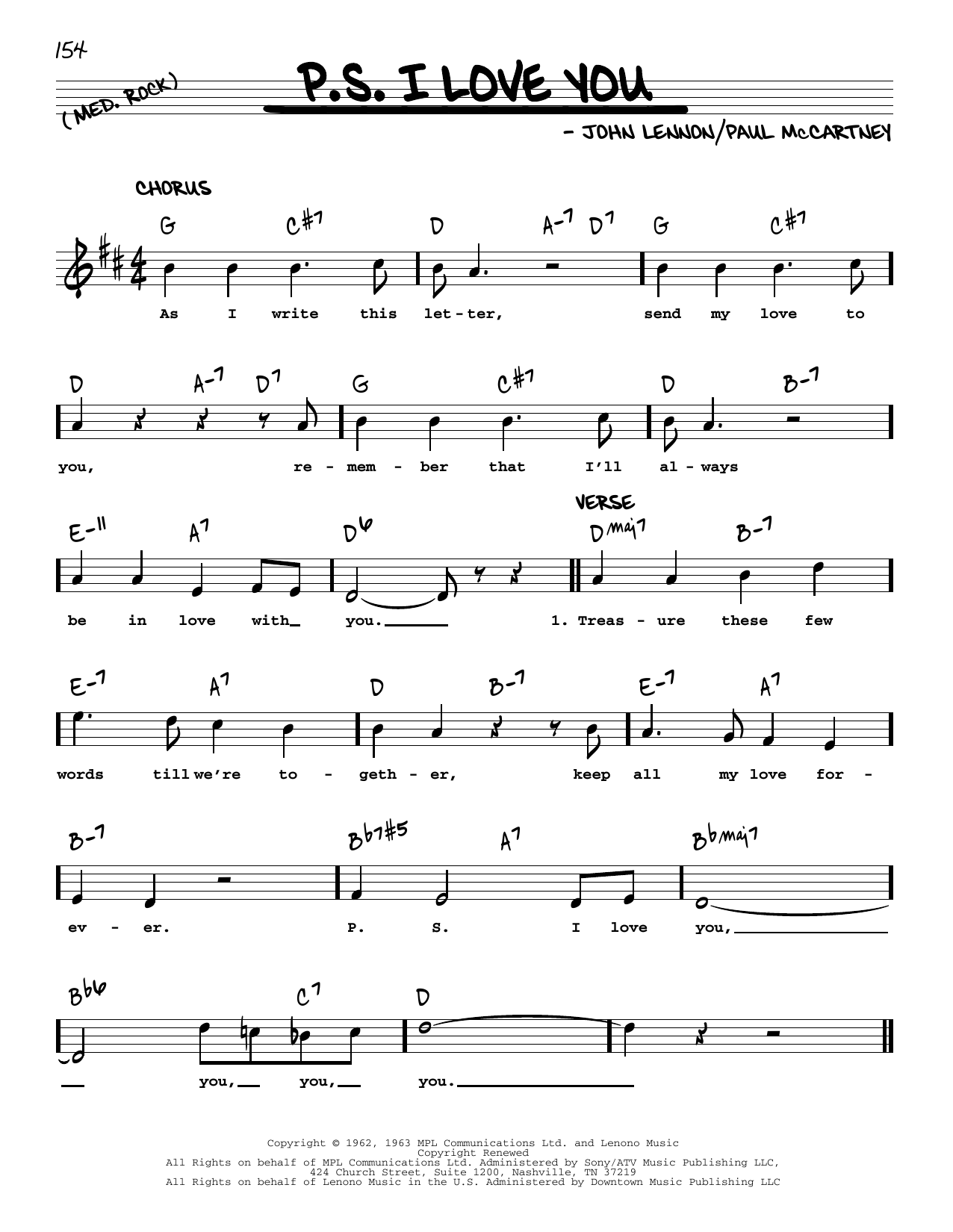 Download The Beatles P.S. I Love You [Jazz version] Sheet Music and learn how to play Real Book – Melody, Lyrics & Chords PDF digital score in minutes