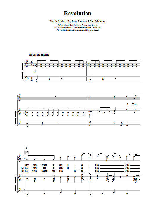 Download The Beatles Revolution Sheet Music and learn how to play Guitar Tab PDF digital score in minutes