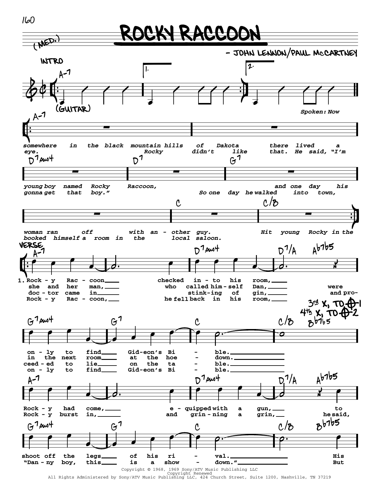 Download The Beatles Rocky Raccoon [Jazz version] Sheet Music and learn how to play Real Book – Melody, Lyrics & Chords PDF digital score in minutes