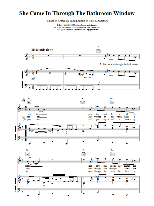 Download The Beatles She Came In Through The Bathroom Window Sheet Music and learn how to play Easy Guitar PDF digital score in minutes