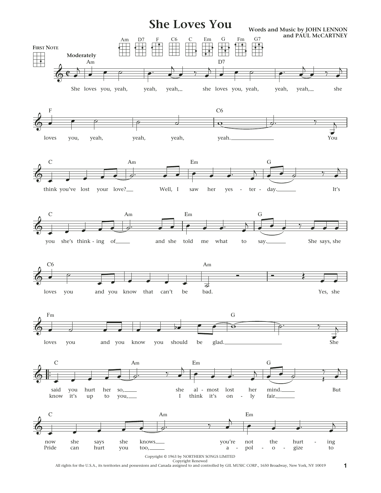 Download The Beatles She Loves You (from The Daily Ukulele) (arr. Liz and Jim Beloff) Sheet Music and learn how to play Ukulele PDF digital score in minutes