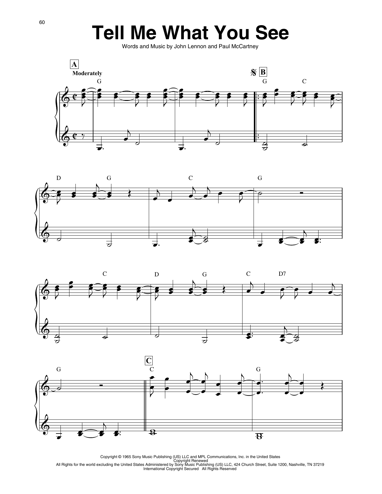 Download The Beatles Tell Me What You See (arr. Maeve Gilchrist) Sheet Music and learn how to play Harp PDF digital score in minutes