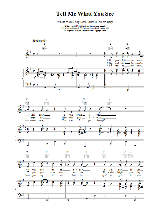 Download The Beatles Tell Me What You See Sheet Music and learn how to play Guitar Tab PDF digital score in minutes