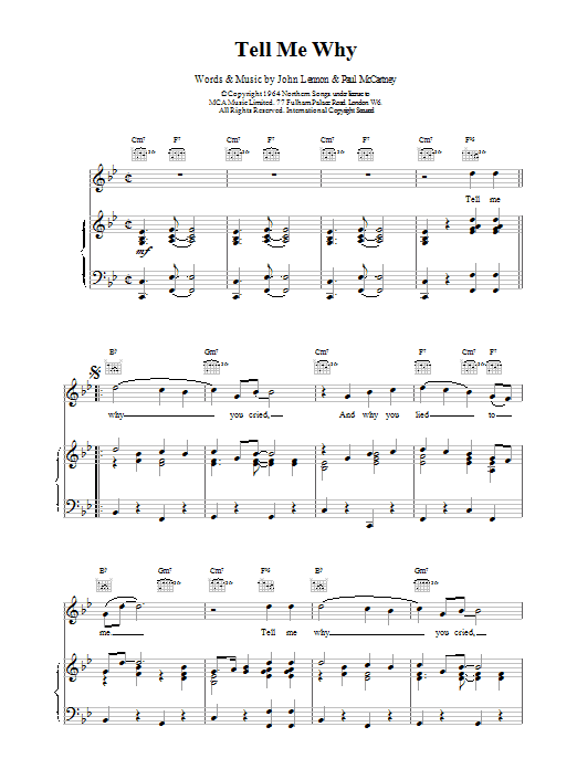 Download The Beatles Tell Me Why Sheet Music and learn how to play Alto Saxophone PDF digital score in minutes