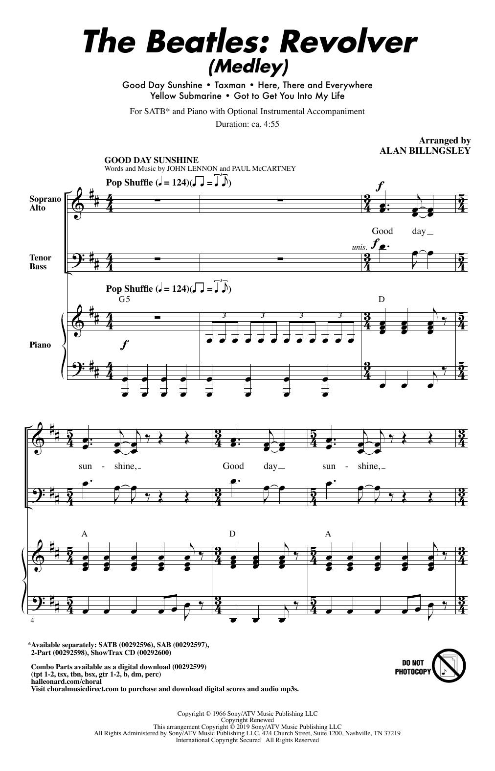 Download The Beatles The Beatles: Revolver (Medley) (arr. Alan Billingsley) Sheet Music and learn how to play 2-Part Choir PDF digital score in minutes