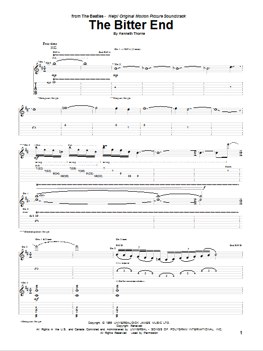Download The Beatles The Bitter End Sheet Music and learn how to play Guitar Tab PDF digital score in minutes