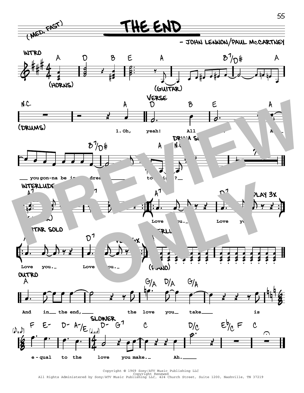 Download The Beatles The End [Jazz version] Sheet Music and learn how to play Real Book – Melody, Lyrics & Chords PDF digital score in minutes