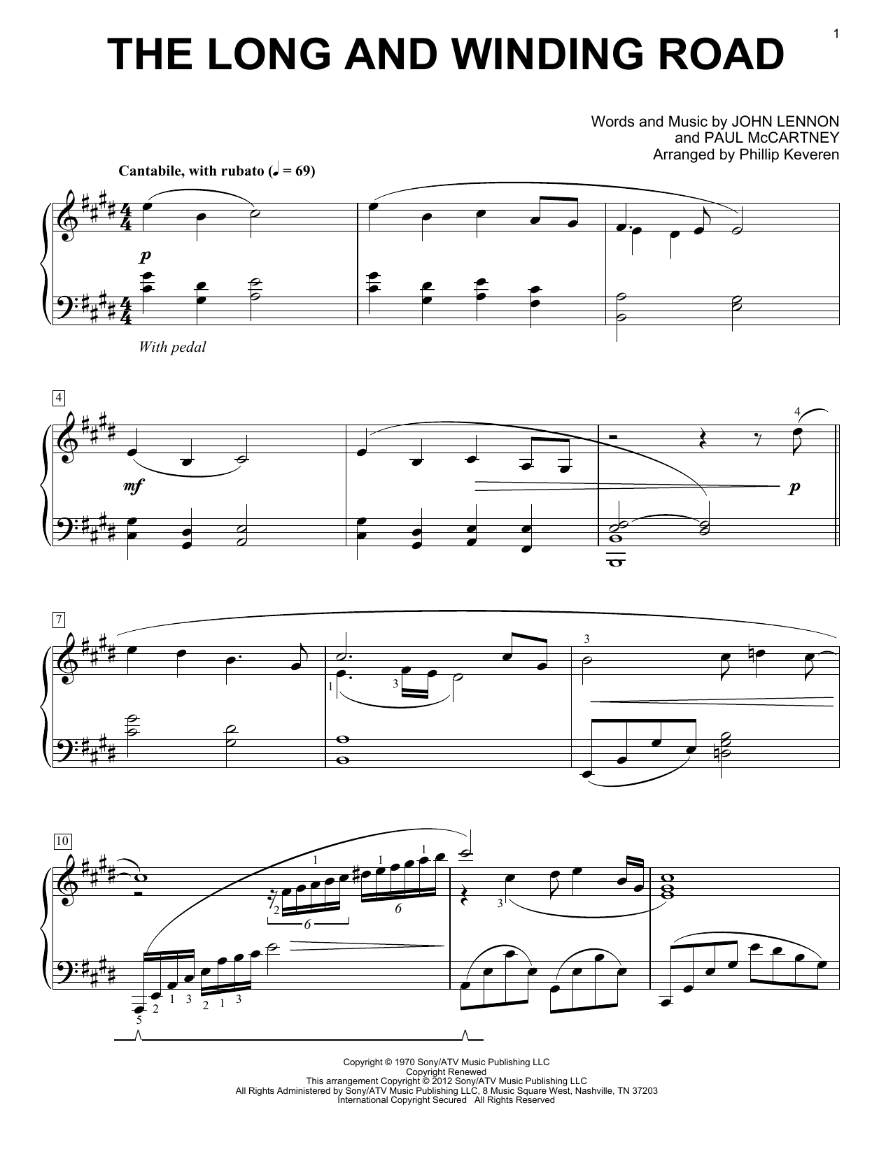 Download Phillip Keveren The Long And Winding Road Sheet Music and learn how to play Easy Piano PDF digital score in minutes
