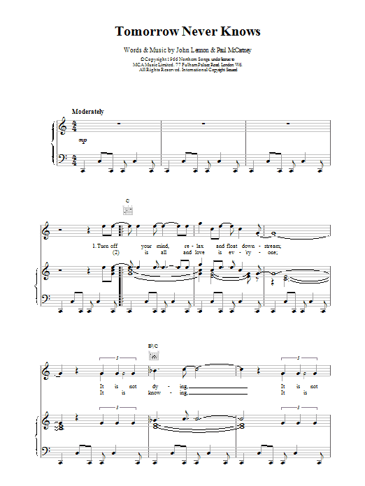 Download The Beatles Tomorrow Never Knows Sheet Music and learn how to play Easy Guitar PDF digital score in minutes