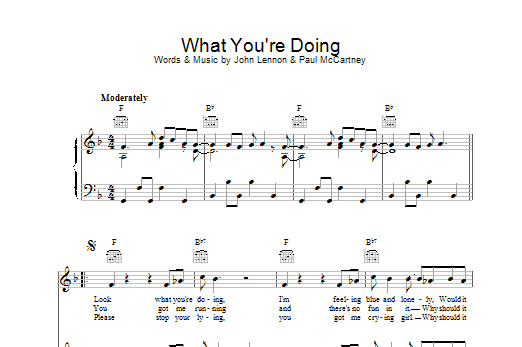 Download The Beatles What You're Doing Sheet Music and learn how to play Lyrics & Chords PDF digital score in minutes