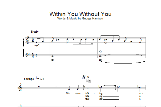 Download The Beatles Within You Without You Sheet Music and learn how to play Lyrics & Piano Chords PDF digital score in minutes