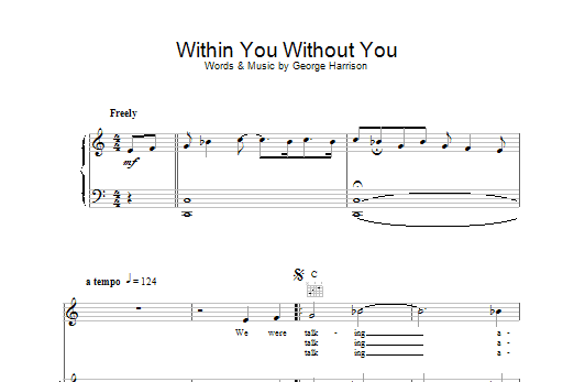 Download The Beatles Within You Without You Sheet Music and learn how to play Piano, Vocal & Guitar (Right-Hand Melody) PDF digital score in minutes