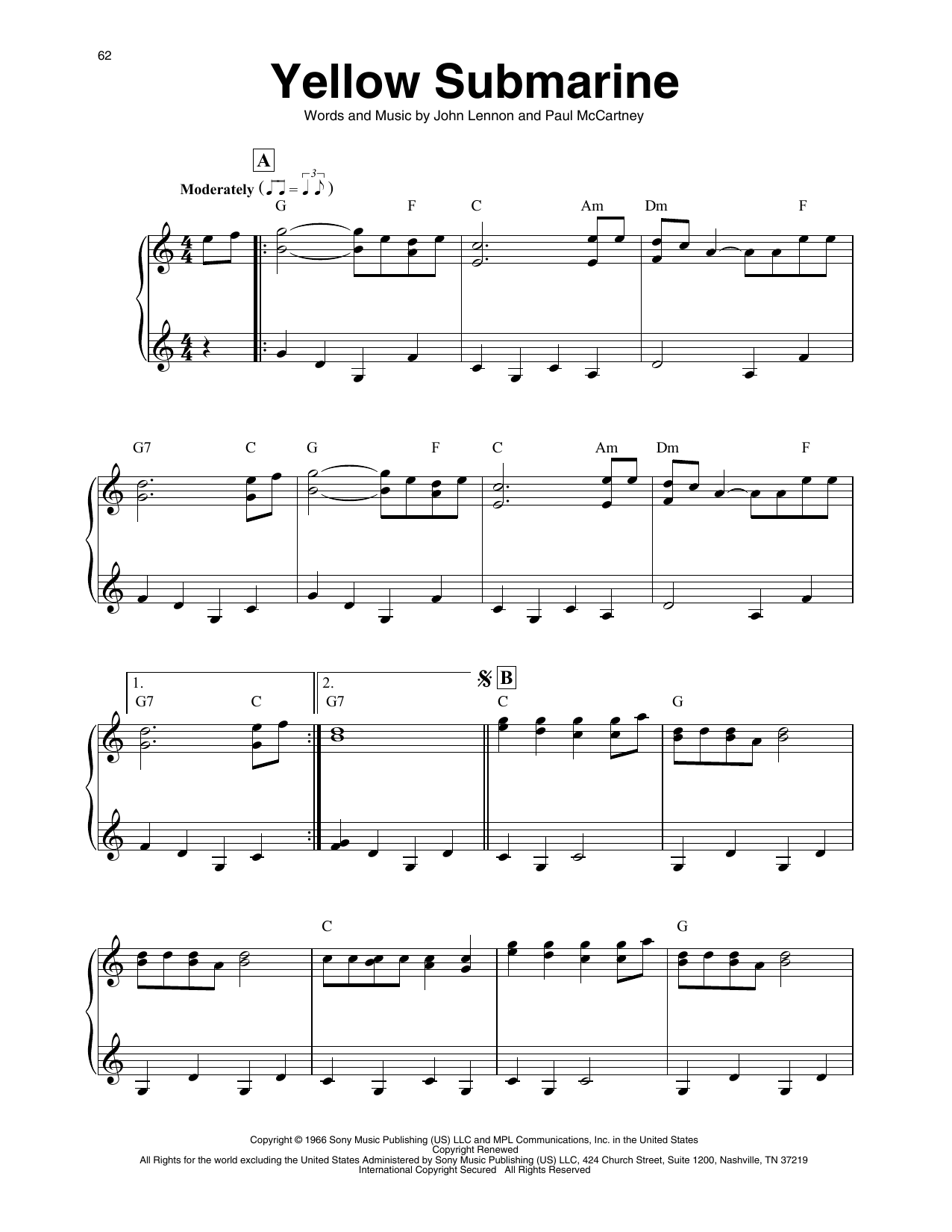 Download The Beatles Yellow Submarine (arr. Maeve Gilchrist) Sheet Music and learn how to play Harp PDF digital score in minutes