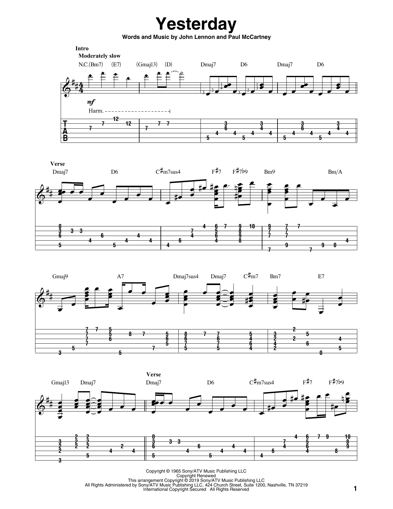 Download The Beatles Yesterday (arr. Bill LaFleur) Sheet Music and learn how to play Solo Guitar PDF digital score in minutes