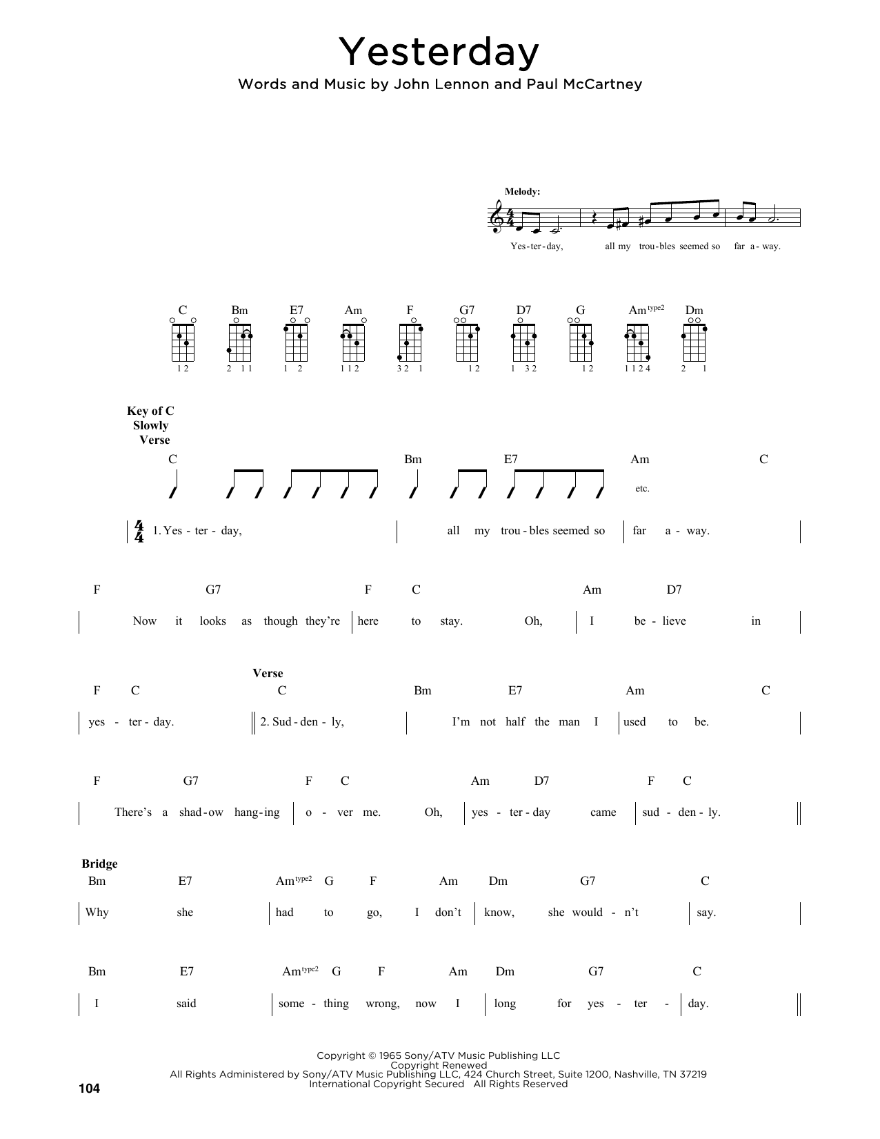 Download The Beatles Yesterday (arr. Fred Sokolow) Sheet Music and learn how to play Mandolin PDF digital score in minutes