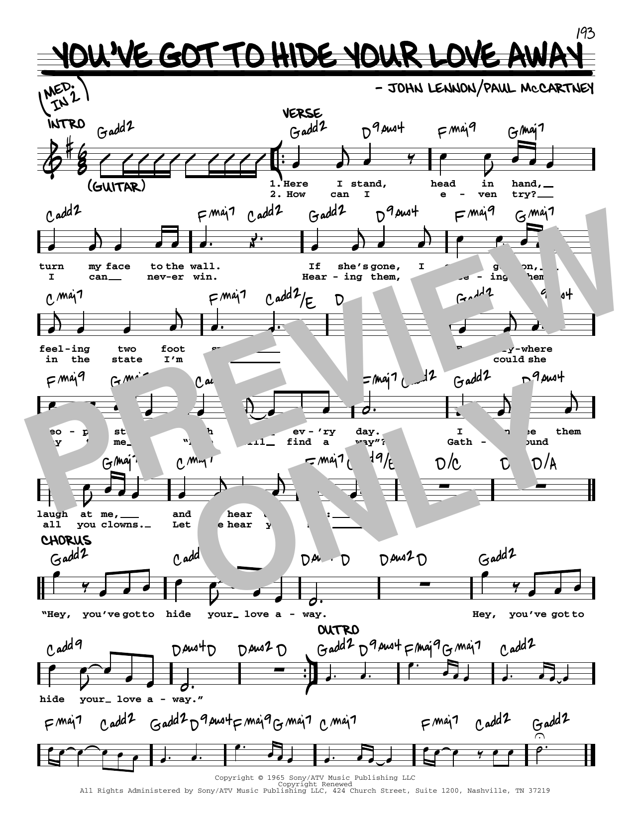 Download The Beatles You've Got To Hide Your Love Away [Jazz version] Sheet Music and learn how to play Real Book – Melody, Lyrics & Chords PDF digital score in minutes