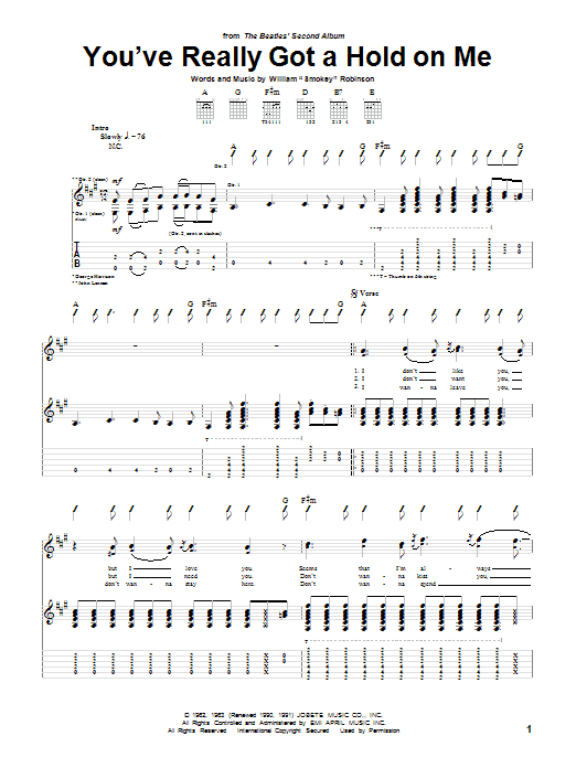 Download The Beatles You've Really Got A Hold On Me Sheet Music and learn how to play Voice PDF digital score in minutes