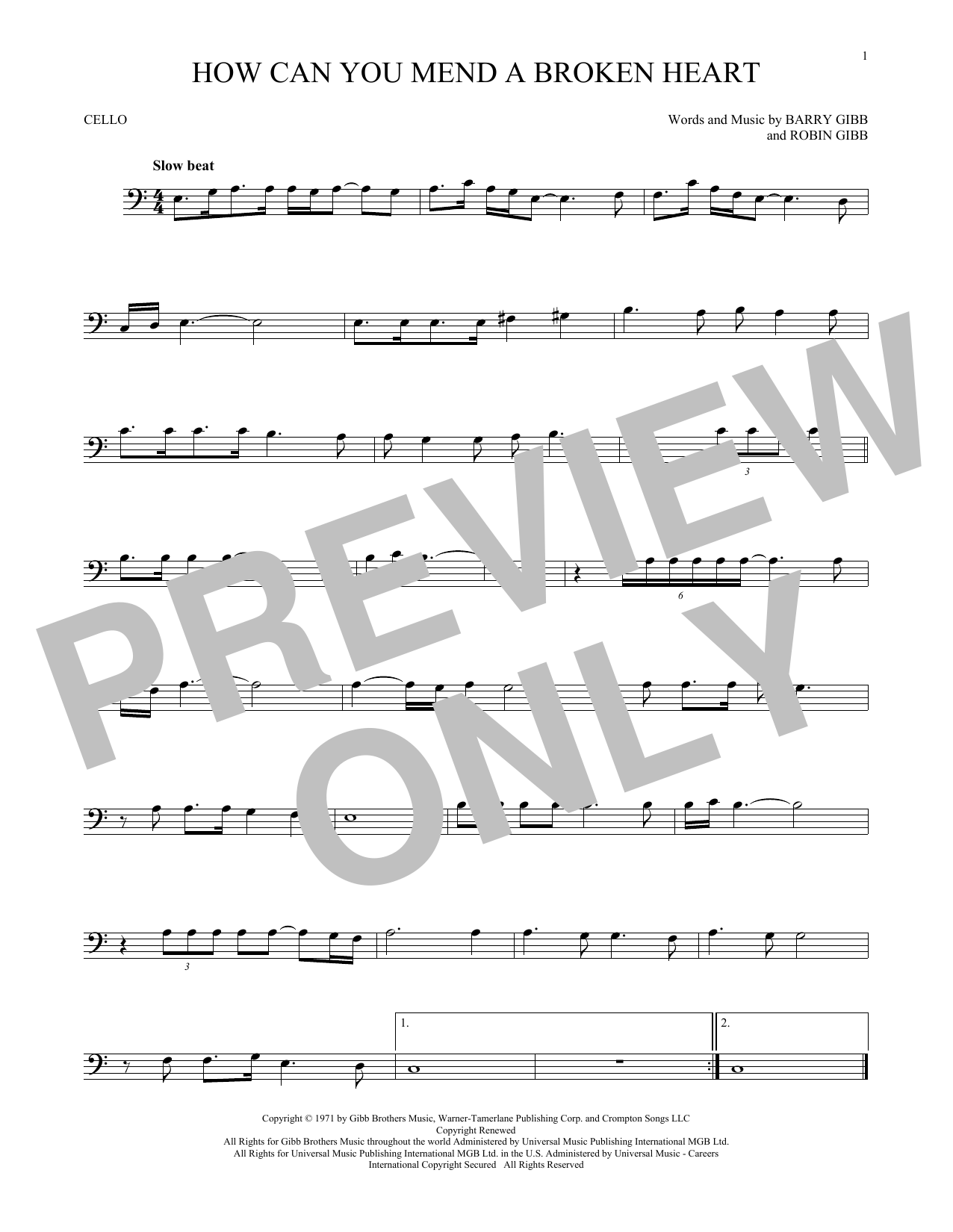 Download The Bee Gees How Can You Mend A Broken Heart Sheet Music and learn how to play Trumpet PDF digital score in minutes