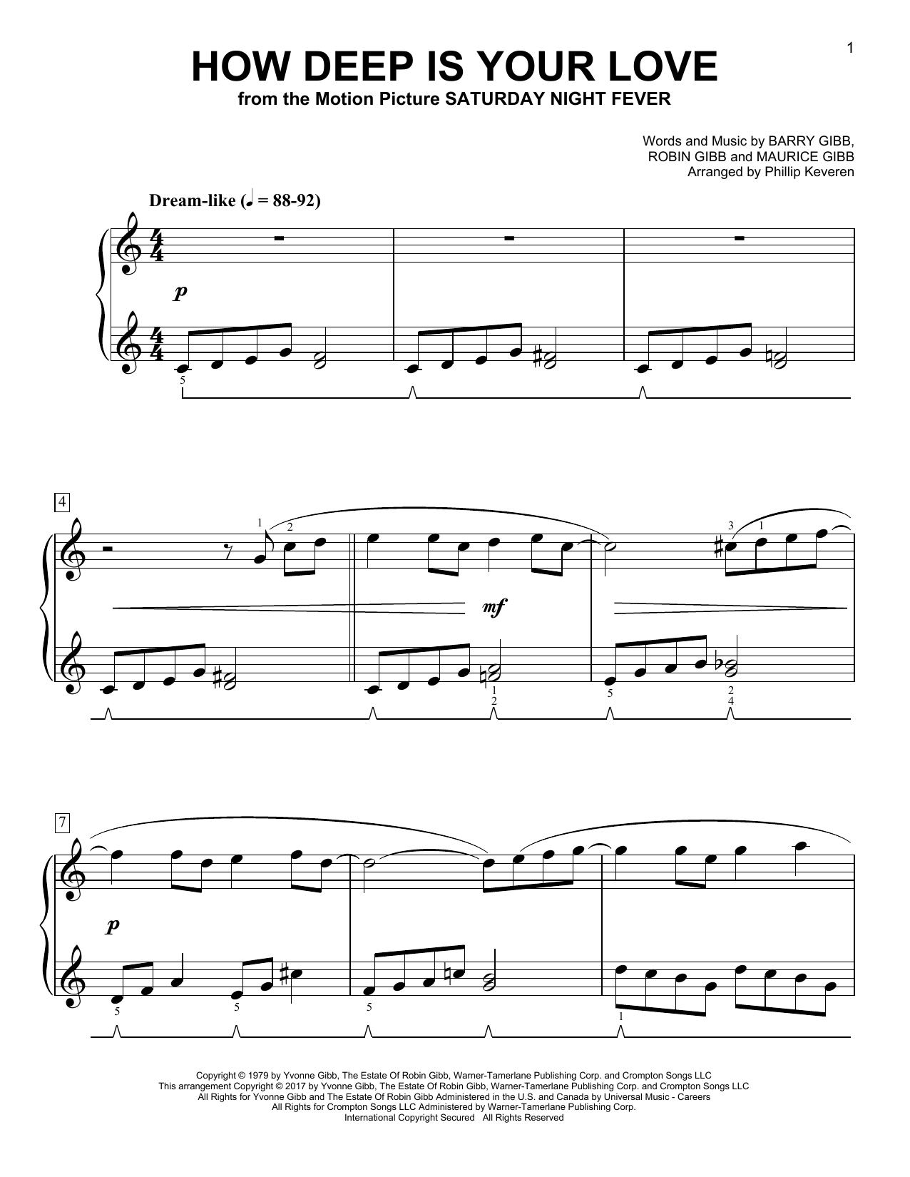 Download Phillip Keveren How Deep Is Your Love Sheet Music and learn how to play Easy Piano PDF digital score in minutes