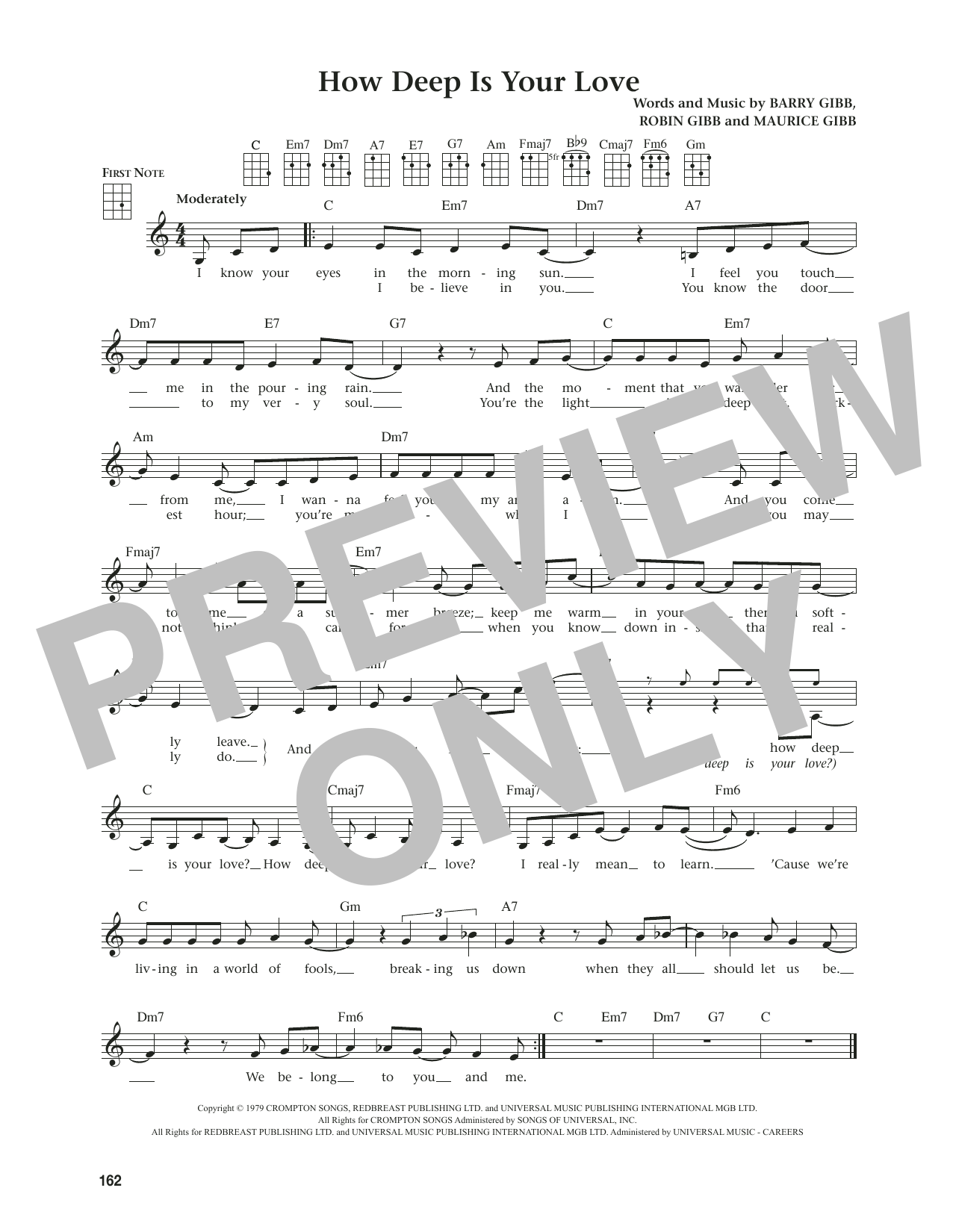 Download The Bee Gees How Deep Is Your Love (from The Daily Ukulele) (arr. Jim Beloff) Sheet Music and learn how to play Ukulele PDF digital score in minutes