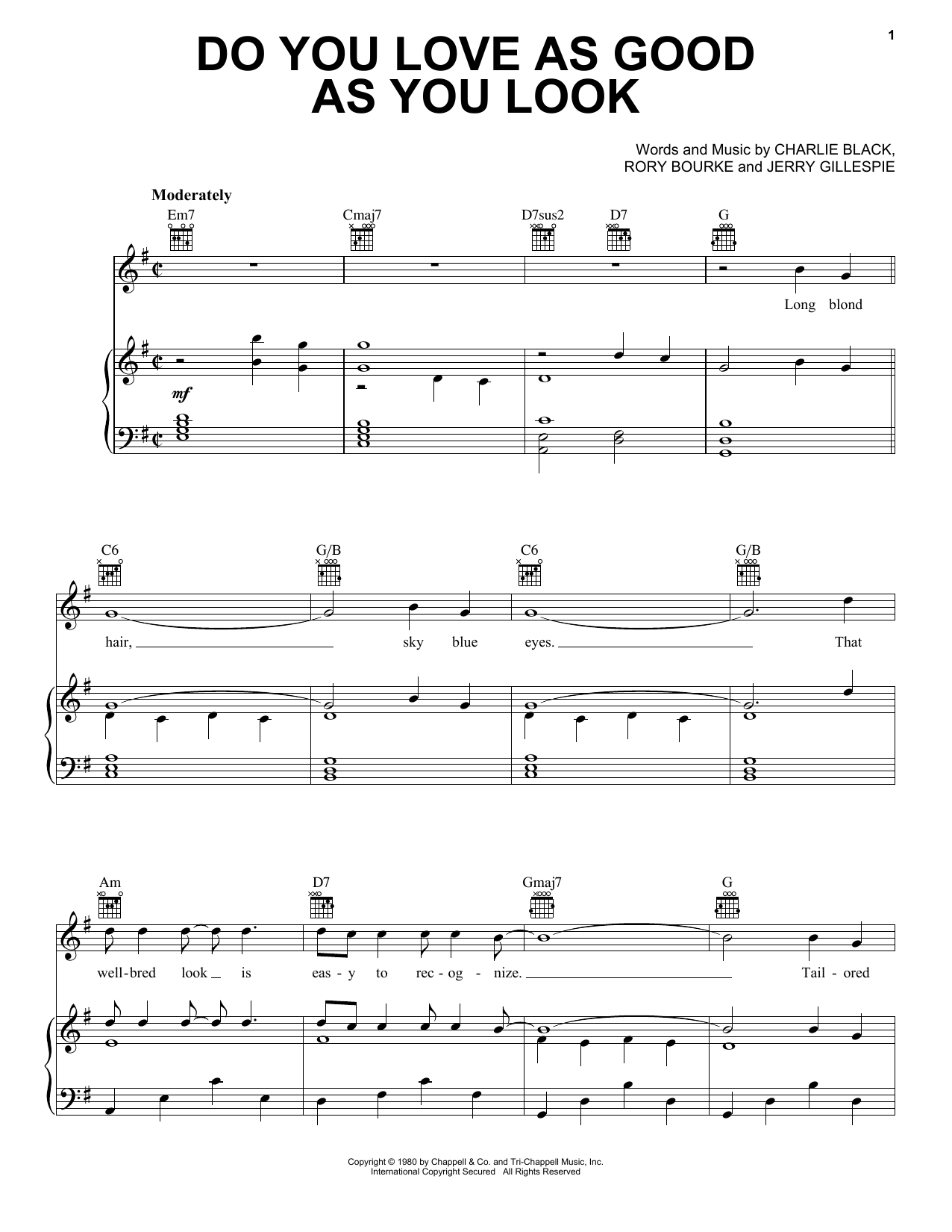 Download The Bellamy Brothers Do You Love As Good As You Look Sheet Music and learn how to play Piano, Vocal & Guitar Chords (Right-Hand Melody) PDF digital score in minutes