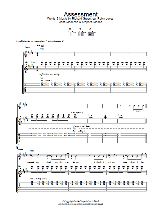 Download The Beta Band Assessment Sheet Music and learn how to play Guitar Tab PDF digital score in minutes