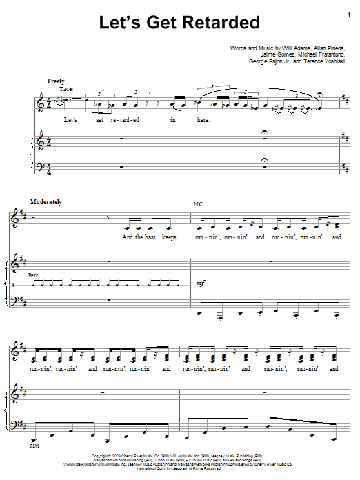 Download The Black Eyed Peas Let's Get Retarded Sheet Music and learn how to play Piano, Vocal & Guitar (Right-Hand Melody) PDF digital score in minutes