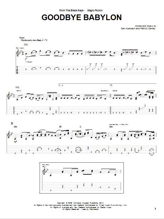 Download The Black Keys Goodbye Babylon Sheet Music and learn how to play Piano, Vocal & Guitar (Right-Hand Melody) PDF digital score in minutes