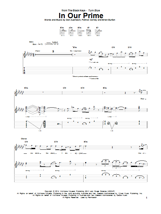 Download The Black Keys In Our Prime Sheet Music and learn how to play Guitar Tab PDF digital score in minutes
