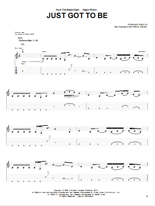 Download The Black Keys Just Got To Be Sheet Music and learn how to play Guitar Tab PDF digital score in minutes