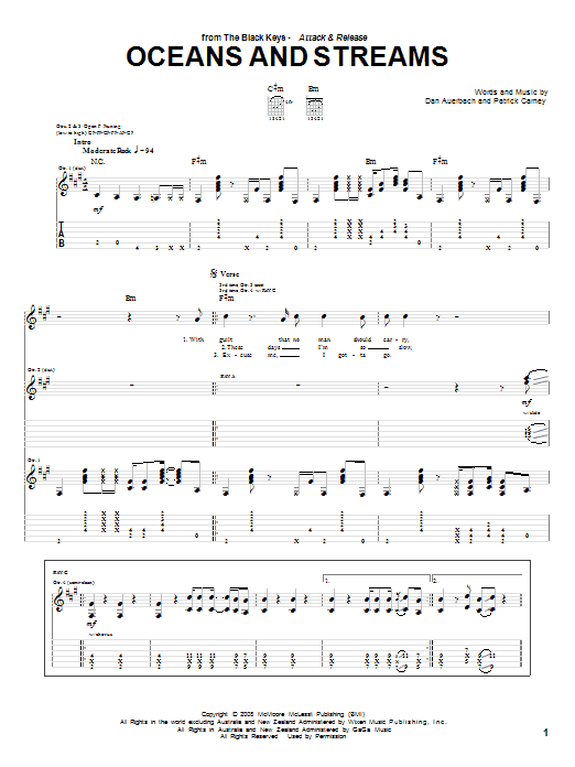 Download The Black Keys Oceans And Streams Sheet Music and learn how to play Guitar Tab PDF digital score in minutes
