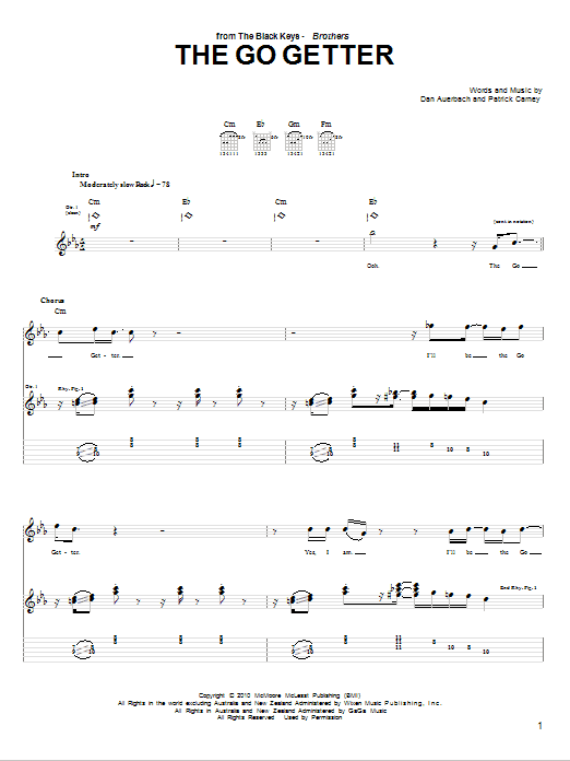 Download The Black Keys The Go Getter Sheet Music and learn how to play Guitar Tab PDF digital score in minutes