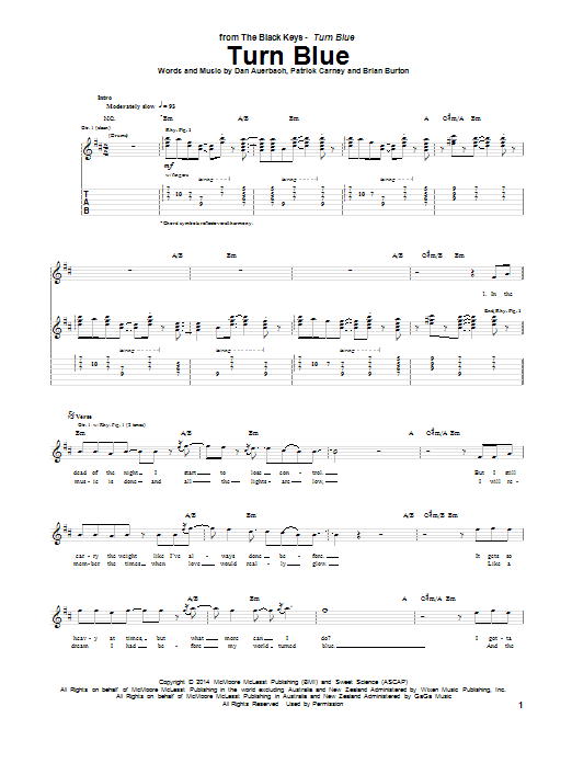 Download The Black Keys Turn Blue Sheet Music and learn how to play Guitar Tab PDF digital score in minutes