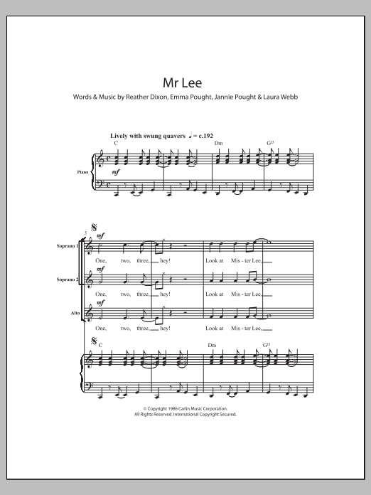 Download The Bobbettes Mister Lee Sheet Music and learn how to play SSA PDF digital score in minutes