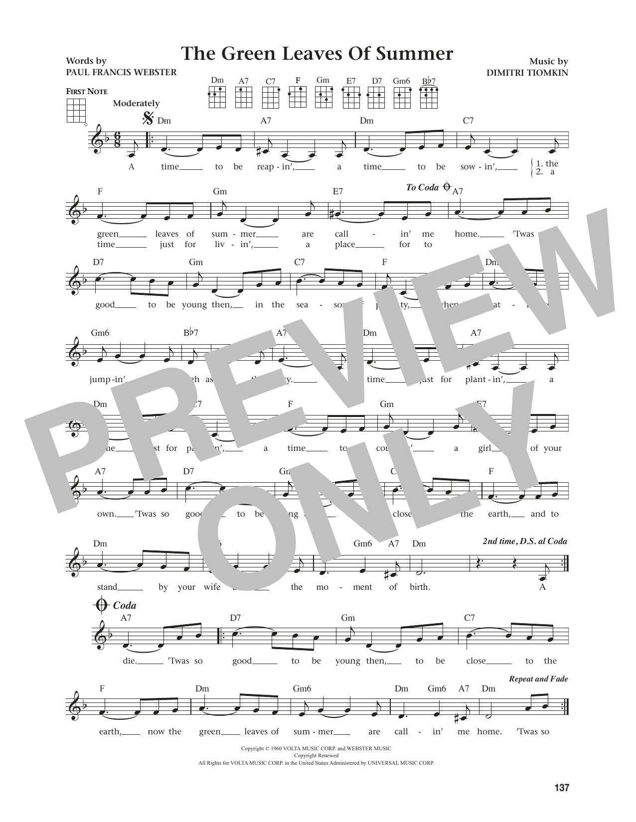 Download The Brothers Four The Green Leaves Of Summer (from The Daily Ukulele) (arr. Jim Beloff) Sheet Music and learn how to play Ukulele PDF digital score in minutes