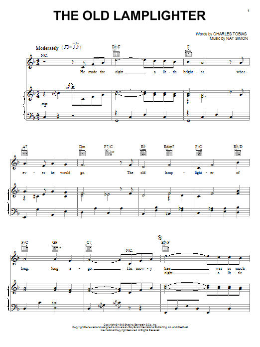 Download The Browns The Old Lamplighter Sheet Music and learn how to play Piano, Vocal & Guitar (Right-Hand Melody) PDF digital score in minutes