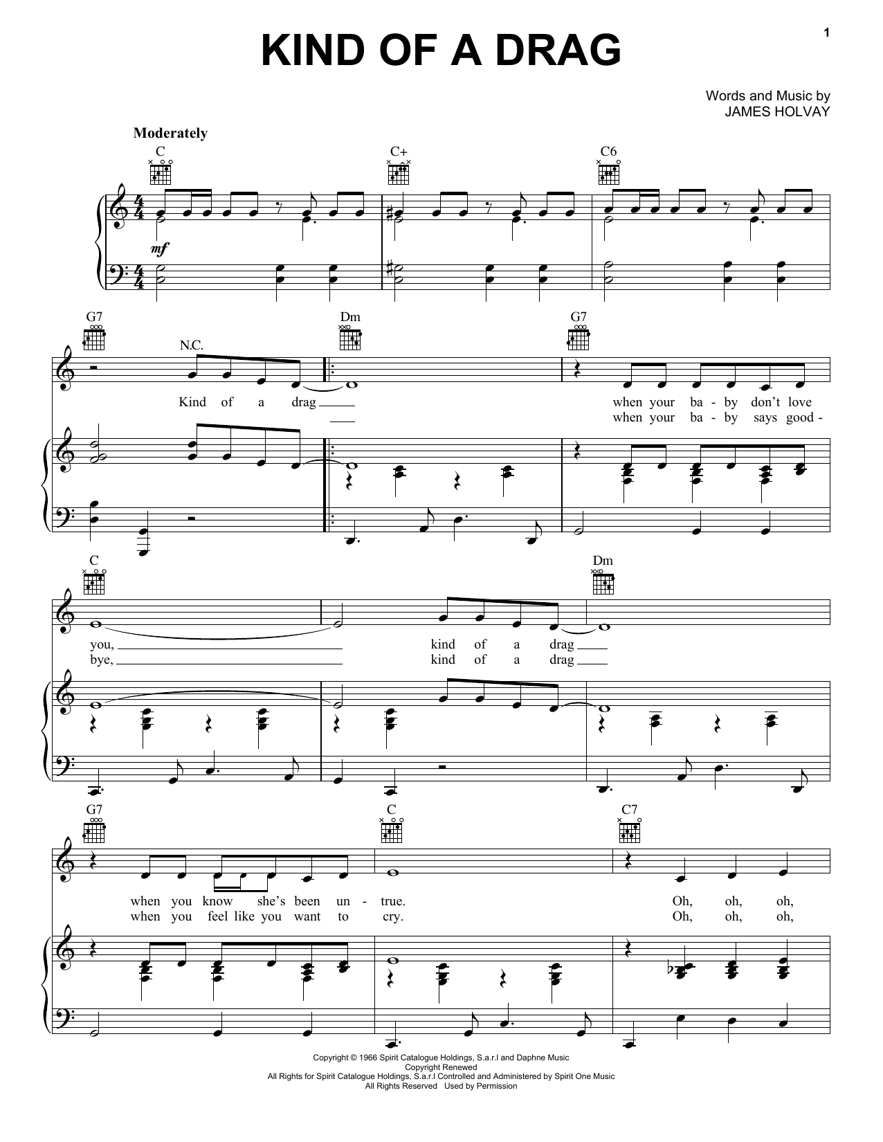 Download The Buckinghams Kind Of A Drag Sheet Music and learn how to play Piano, Vocal & Guitar Chords (Right-Hand Melody) PDF digital score in minutes