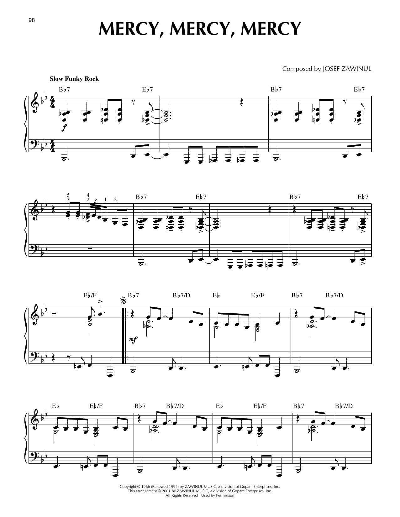 Download The Buckinghams Mercy, Mercy, Mercy (arr. Brent Edstrom) [Jazz version] Sheet Music and learn how to play Piano Solo PDF digital score in minutes